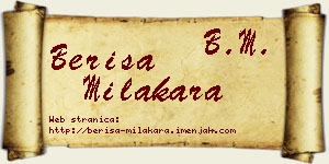 Beriša Milakara vizit kartica